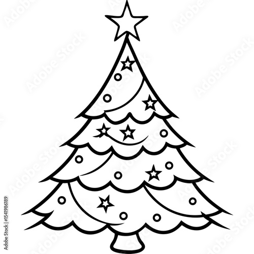 Christmas Tree line art vector
