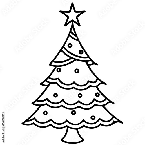 Christmas Tree line art vector