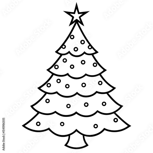 Christmas Tree line art vector