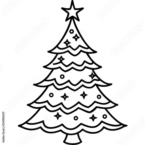 Christmas Tree line art vector