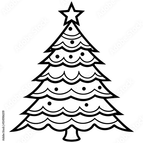 Christmas Tree line art vector