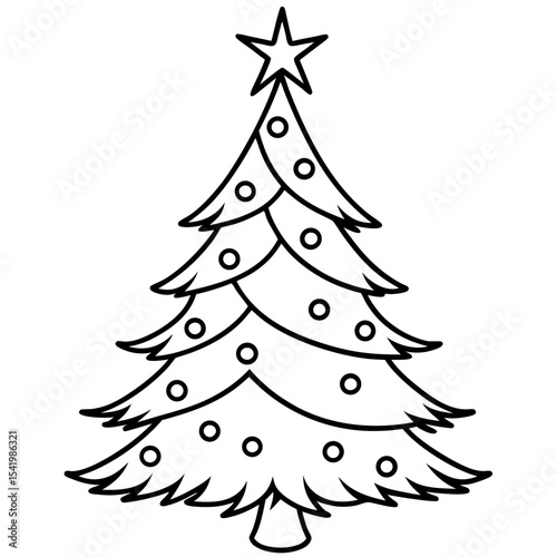 Christmas Tree line art vector