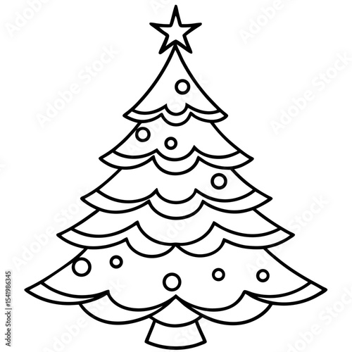 Christmas Tree line art vector