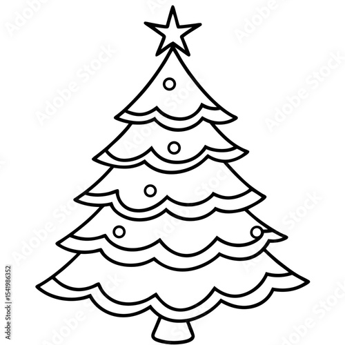 Christmas Tree line art vector