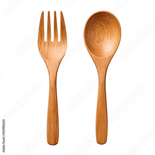 Wooden Spoon and Fork – Isolated Kitchen Utensils on Transparent Background