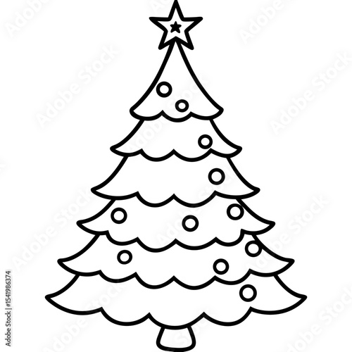 Christmas Tree line art vector