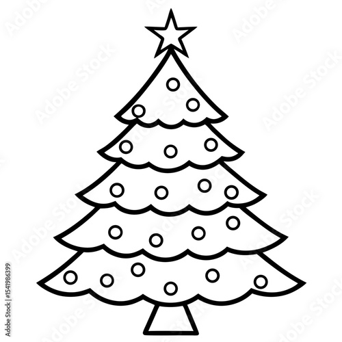Christmas Tree line art vector