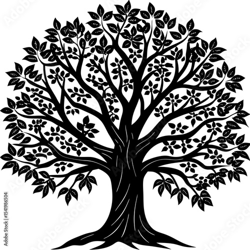 black and white tree