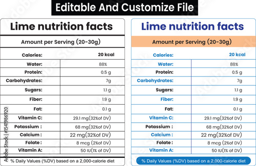 Lime nutrition facts, Supplement Facts