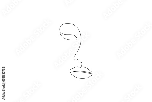 Continuous single line art and drawing of lips outline vector illustration
