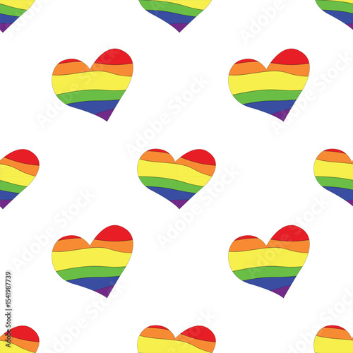 seamless pattern with pride colorful heart shaped flags