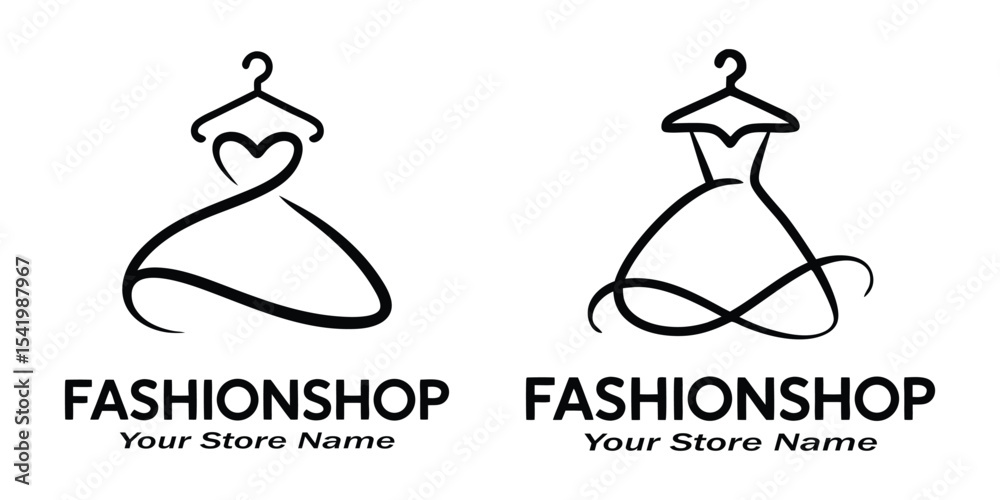 Obraz premium Elegant Fashion Boutique Logo Line art icon of a dress on a White Background