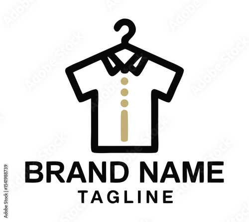 Clothing Store and Apparel Brand Logo, Orange Polo Shirt on a Hanger Vector Illustration On White Background
