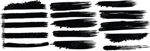 Brush strokes, grunge design elements on a white backround .