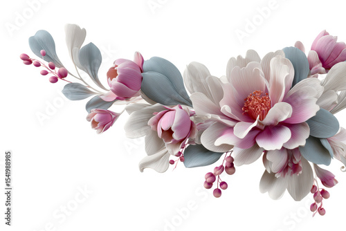 Fototapeta Naklejka Na Ścianę i Meble -  Vibrant floral arrangement featuring peonies and foliage
