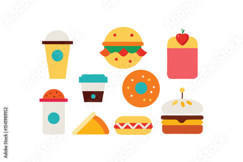 Gourmet Festival Food Vector Bundle Street Food Icons and Snacks Collection