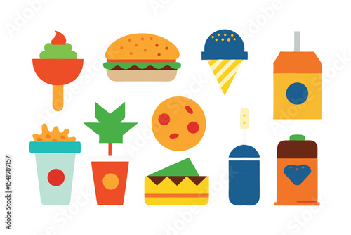 Gourmet Festival Food Vector Bundle Street Food Icons and Snacks Collection