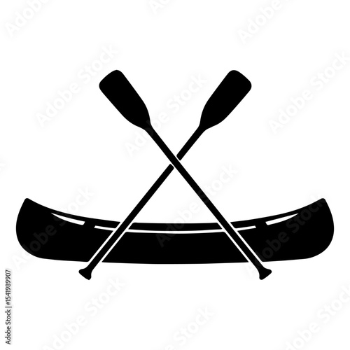 Canoe and paddles vector illustration for water sport adventure travel and recreation design element