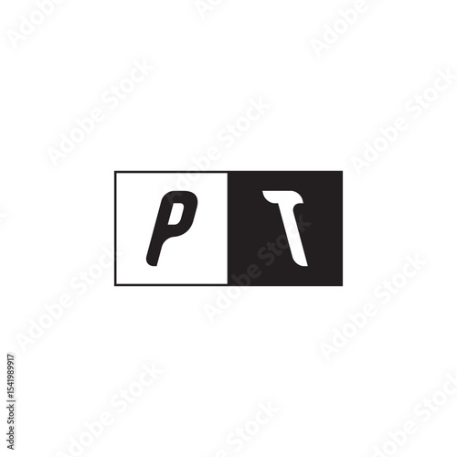 Monogram Logo Design Unique Simple Bold PT Initial Alphabet Vector Alphabet