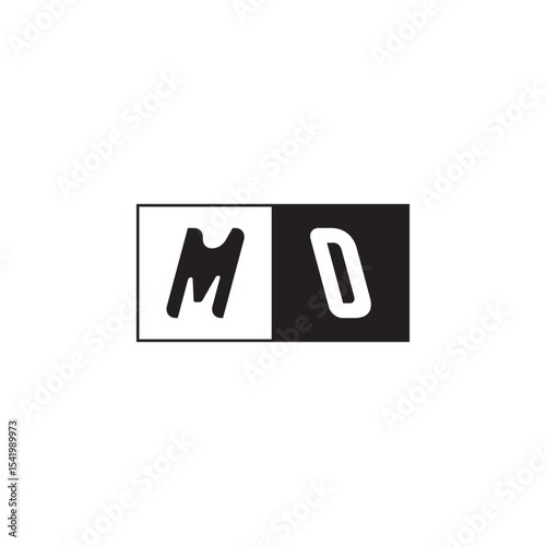 Monogram Logo Design Unique Simple Bold MD Initial Alphabet Vector Alphabet