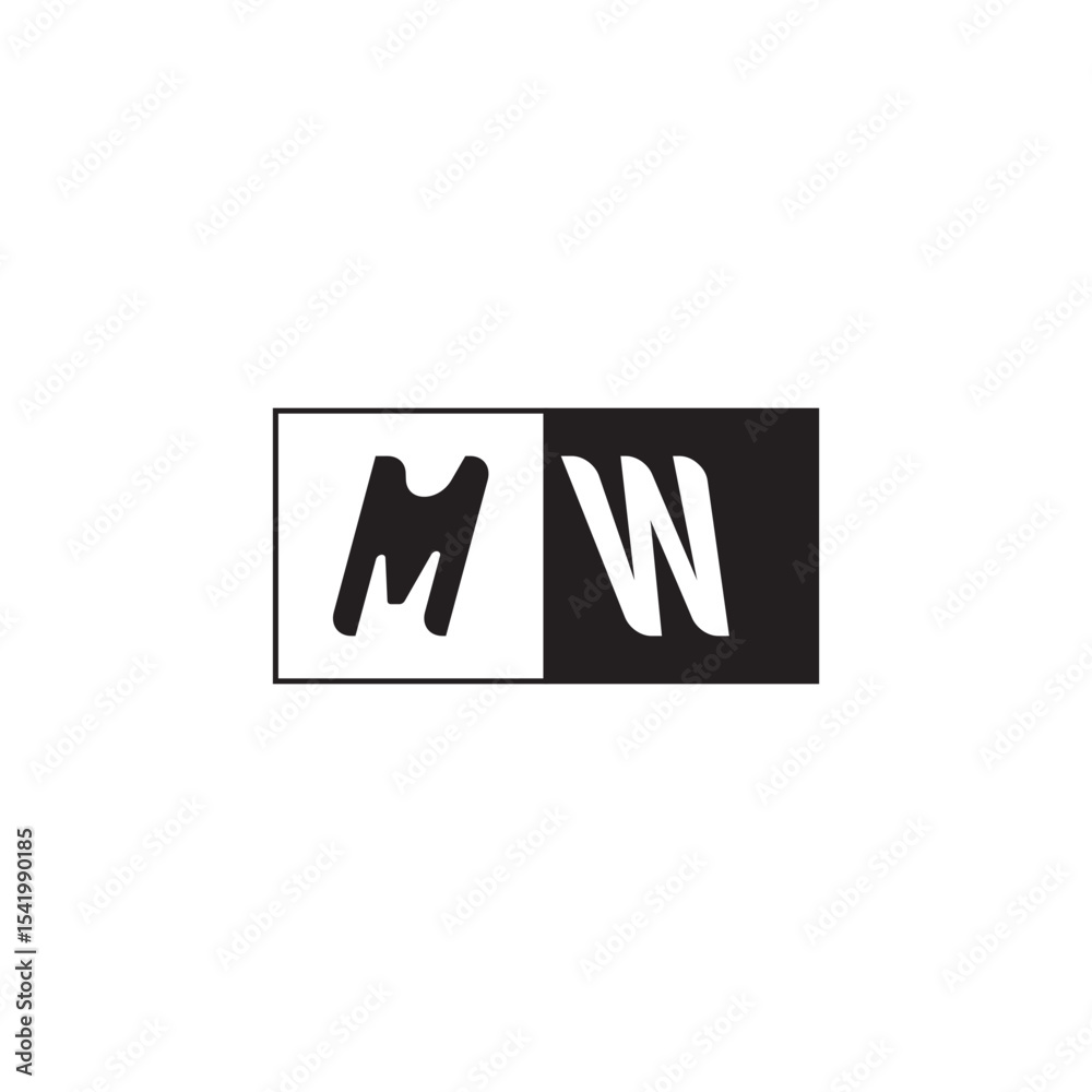 Fototapeta premium Monogram Logo Design Unique Simple Bold MW Initial Alphabet Vector Alphabet