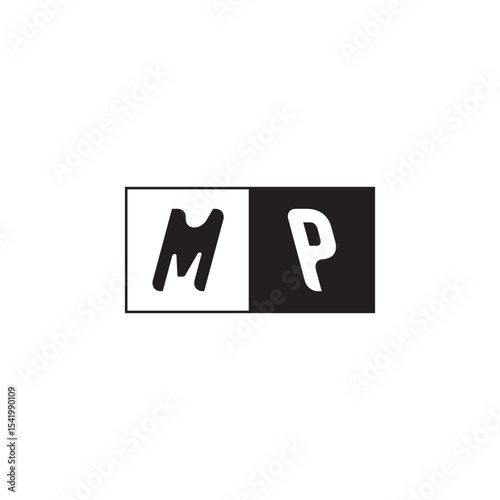 Monogram Logo Design Unique Simple Bold MP Initial Alphabet Vector Alphabet