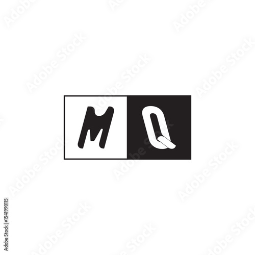 Monogram Logo Design Unique Simple Bold MQ Initial Alphabet Vector Alphabet