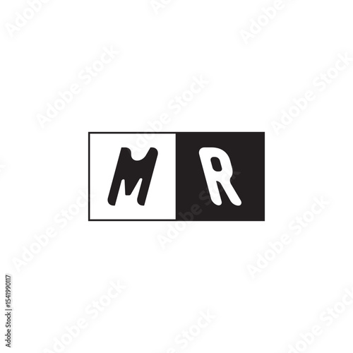 Monogram Logo Design Unique Simple Bold MR Initial Alphabet Vector Alphabet