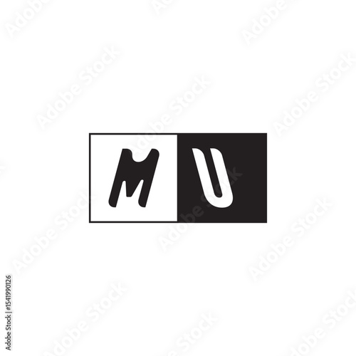 Monogram Logo Design Unique Simple Bold MU Initial Alphabet Vector Alphabet