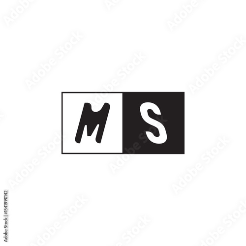 Monogram Logo Design Unique Simple Bold MS Initial Alphabet Vector Alphabet