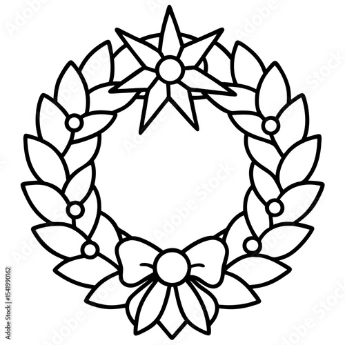 Christmas Wreath line art icon vector