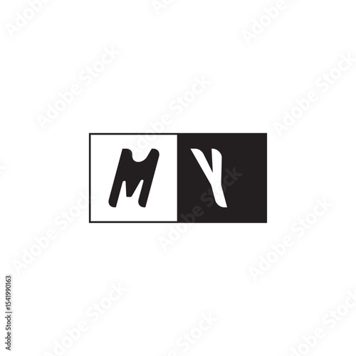 Monogram Logo Design Unique Simple Bold MY Initial Alphabet Vector Alphabet
