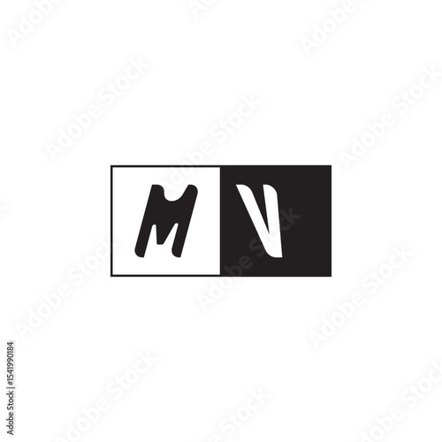 Monogram Logo Design Unique Simple Bold MV Initial Alphabet Vector Alphabet