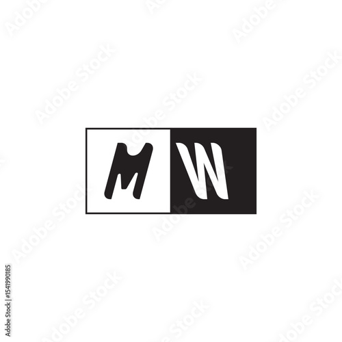 Monogram Logo Design Unique Simple Bold MW Initial Alphabet Vector Alphabet