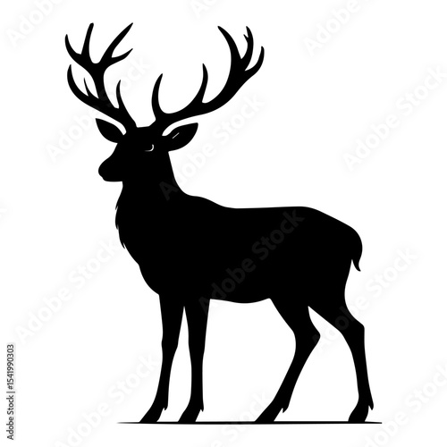 Deer silhouette vector illustration animal wildlife forest buck antlers stag nature design graphic icon
