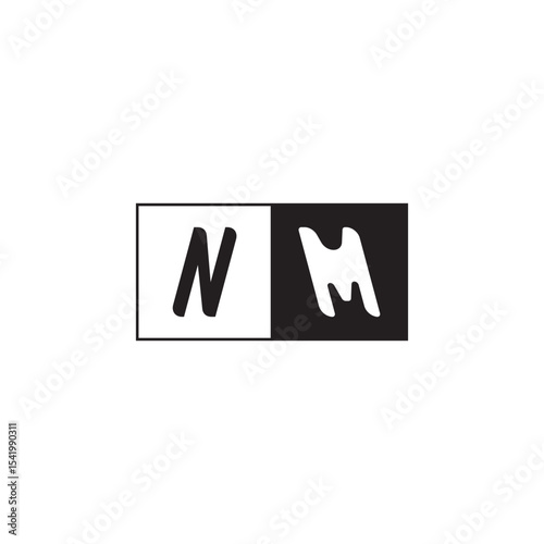 Monogram Logo Design Unique Simple Bold NM Initial Alphabet Vector Alphabet