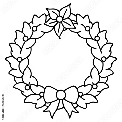 Christmas Wreath line art icon vector
