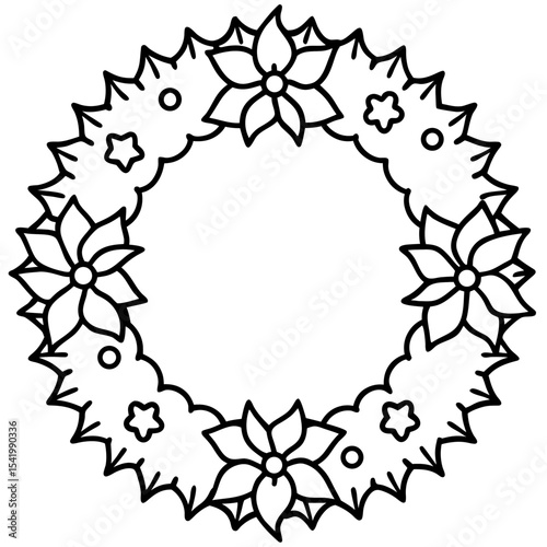Christmas Wreath line art icon vector