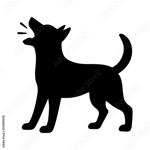 Black silhouette of a barking dog vector illustration for pet lovers and animal rescue organizations