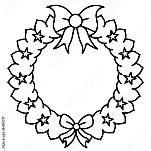 Christmas Wreath line art icon vector