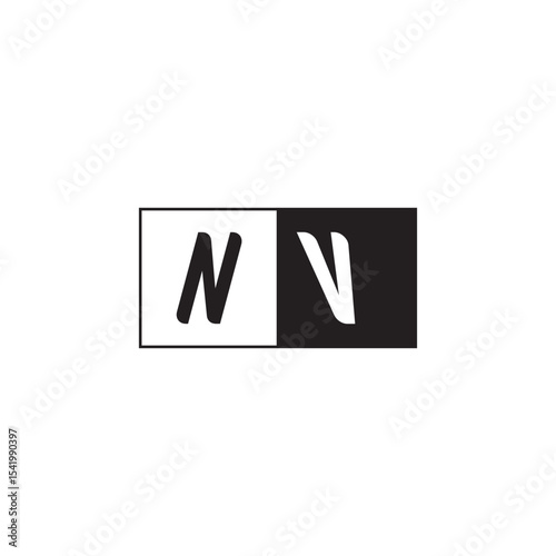 Monogram Logo Design Unique Simple Bold NV Initial Alphabet Vector Alphabet