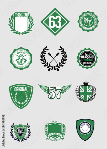 set of green badges