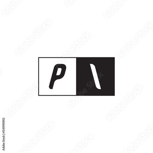 Monogram Logo Design Unique Simple Bold PI Initial Alphabet Vector Alphabet