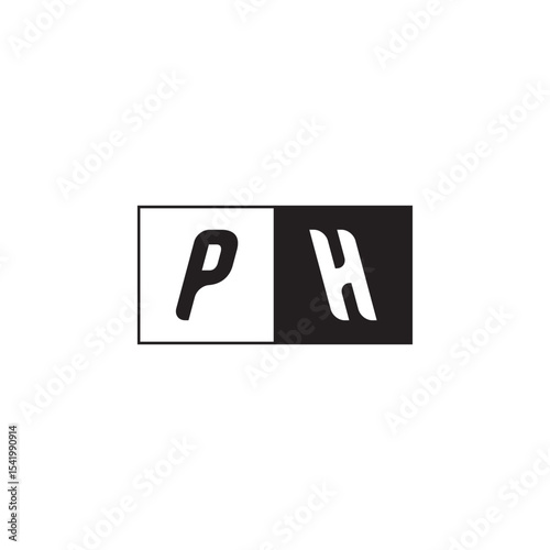 Monogram Logo Design Unique Simple Bold PH Initial Alphabet Vector Alphabet