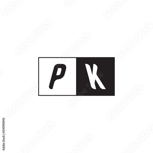 Monogram Logo Design Unique Simple Bold PK Initial Alphabet Vector Alphabet