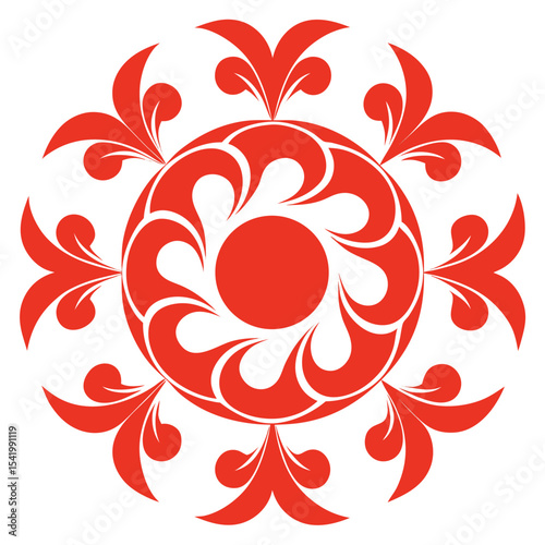 Elegant red floral ornament with transparency for various decorative applications