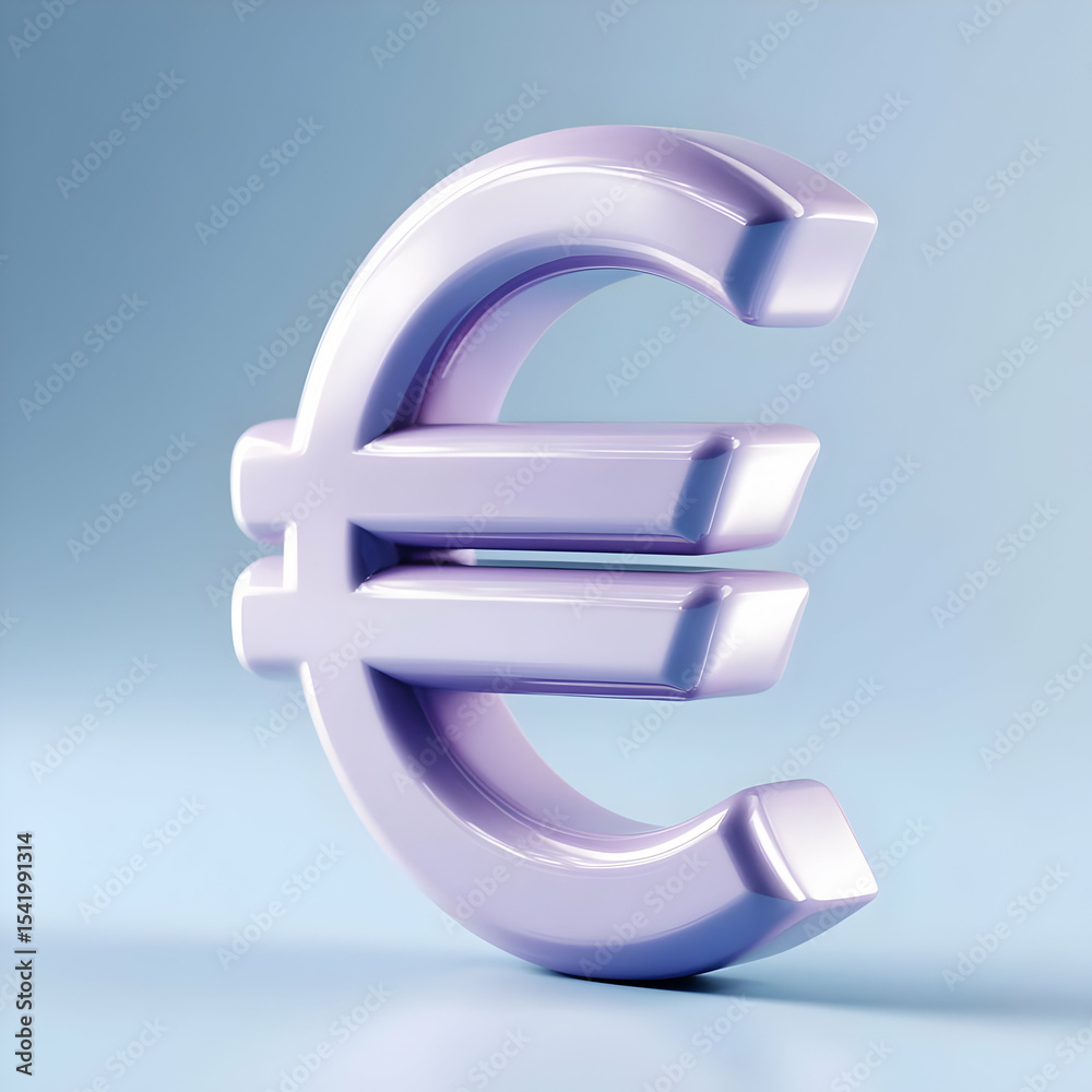 Obraz premium Stylized rendering of the Euro symbol in pastel purple, representing modern finance and currency trends.
