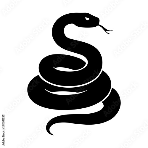 Black snake vector illustration reptile serpent viper cobra python animal wildlife design graphic drawing