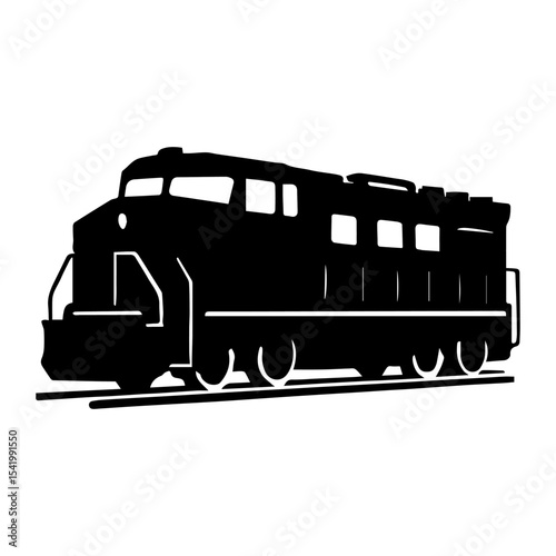 Isolated black train locomotive silhouette vector image for transportation and travel design projects