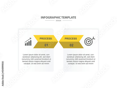 information graphic 2 step or option layout with line and paper design for business and web